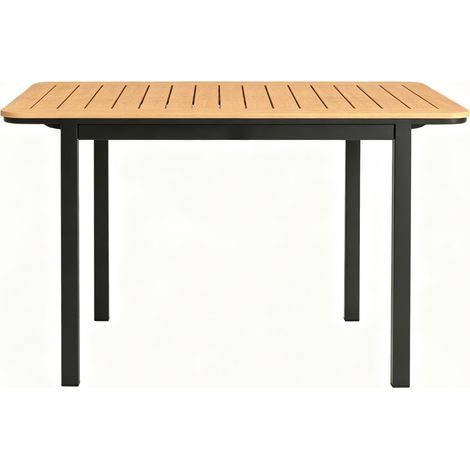 Tavolo da giardino rettangolare 127 x 70 x 75 cm in metallo e effetto legno marrone (1/5)