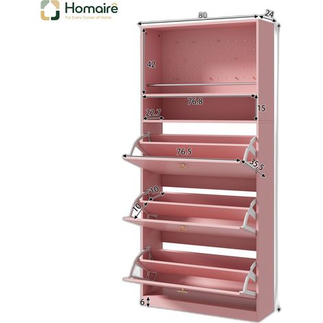 Flur- Garderobenschrank rosa aus Polyester 80 x 24 x 178.5 cm HOMAIRE (1/5)