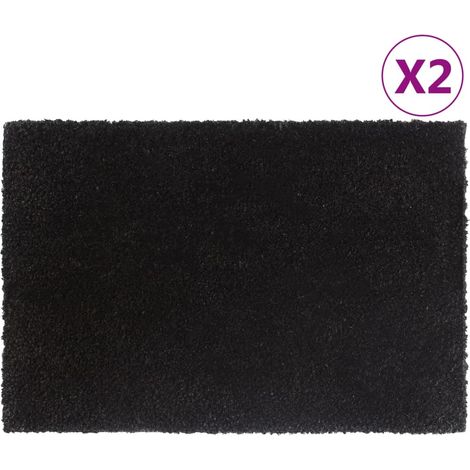 Tapis de porte-Paillasson 2 pcs noir 40x60 cm fibre de coco touffeté 710117 (1/5)
