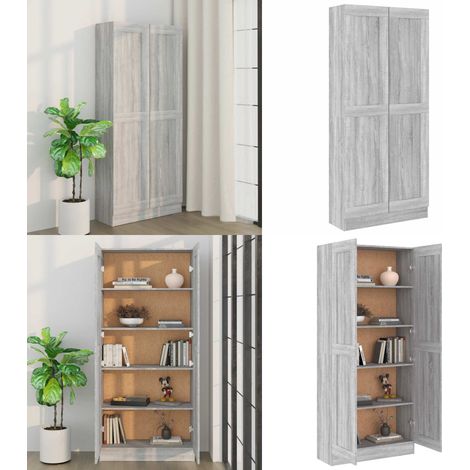 Comodino Grigio Sonoma 82,5x30,5x185,5 cm in Legno Multistrato - Libreria in legno - Scomparti