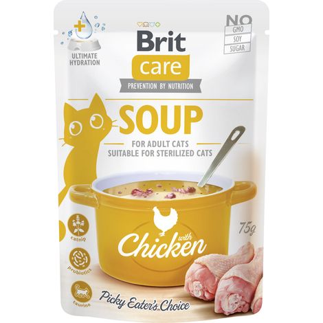Sachet de nourriture humide stérilisée au poulet pour chat adulte Brit Care, 75 g