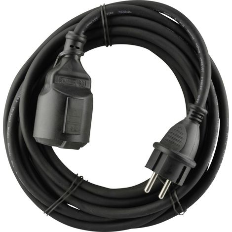 Verlängerungskabel Außen 5 Meter H05VV-F3G1,5, schwarz Verlängerungskabel