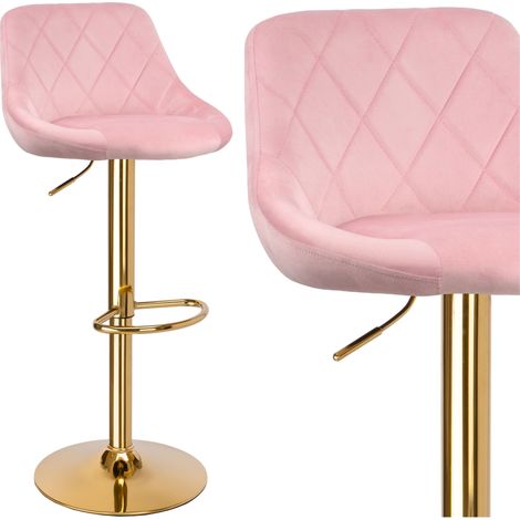 Taburete de bar Cydro Gold, terciopelo rosa empolvado (1/5)