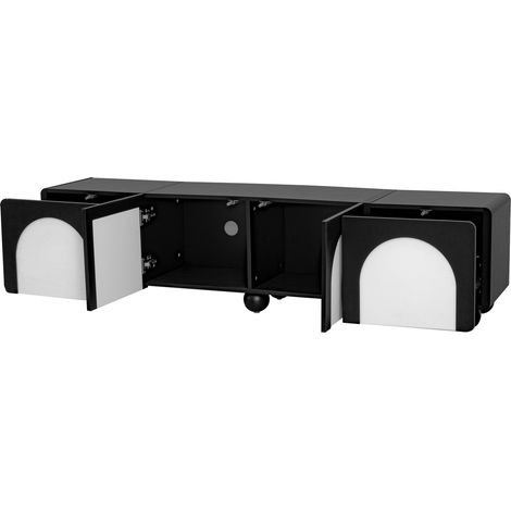 Meuble TV noir et blanc avec deux tiroirs et portes doubles 180x38x45 cm (1/5)