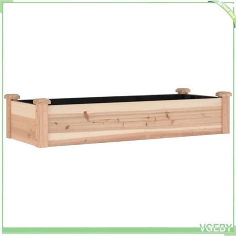 Lit surélevé de jardin - FAFEICY - 364286 - Bois massif sapin - 120x45x25 cm - Doublure incluse (1/5)