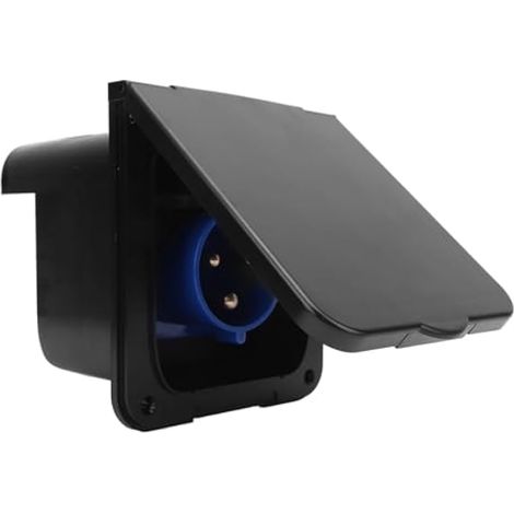 Prise D’Alimentation RV Étanche à 3 Broches, 32 A, Flush, Compatible avec Les Camping Cars Et Remorques, Prise de Raccordement Au Réseau Extérieur, Couleur Noire (1/3)