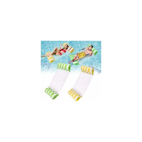 Lot de 2 Hamac Gonflable Piscine,4-en-1 Gonflables pour piscine (selle, fauteuil, hamac, drifter) hamac d'eau, Flottant Chaise Longue pour Adultes et Enfants. (Vert + Jaune) (1/5)