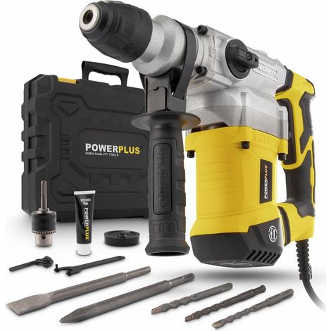 Perceuse à Percussion Électrique 4 en 1 : Perçage, Perçage à Percussion, Burinage et Rotation du Burin, Perceuse Filaire de 1200 W et 5 J, SDS plus, 6 Accessoires (1/5)