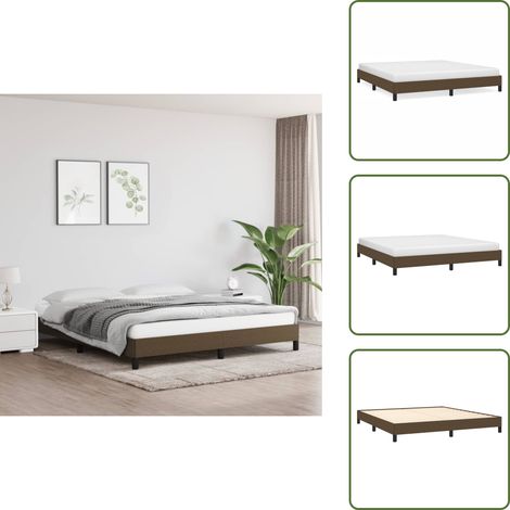 Cadre de lit sans matelas marron foncé 160x200 cm tissu - Cadre De Lit - Lit Double - Literie - Meuble Chambre - Sommier (1/5)