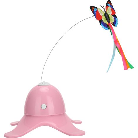 Jouet pour chat ABS interactif électrique rotatif et clignotant, simulation de papillon remplaçable, rose (1/5)