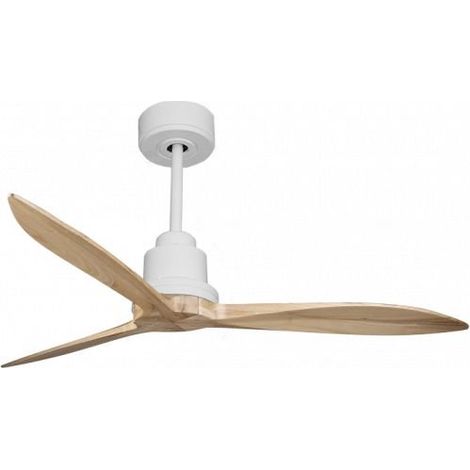 Tenerife - Super destratificateur et ventilateur DC 132 cm  Blanc pales bois clair sans Lumière 25 à 35 m²