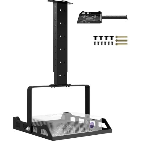 Support de projecteur pour plafond et mur, réglable (49-73 cm) avec plateau inclinable à 360°, charge maximale de 10 kg, guide de câble intégré pour home cinéma, bureau et salle de classe (1/5)