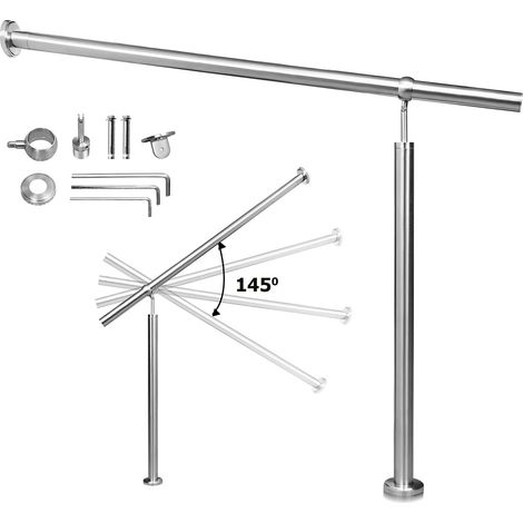 Wolketon Pasamanos de acero inoxidable para escaleras exteriores/interiores Ángulo ajustable para montaje en pared 160cm