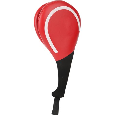 Cible De Pied En Cuir Pu Pour Taekwondo Et Kickboxing - Design Double Face Avec Son Fort - Rouge - 1 Pièce