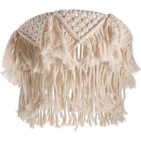 Abat jour bohème en macramé tissé à la main en coton beige