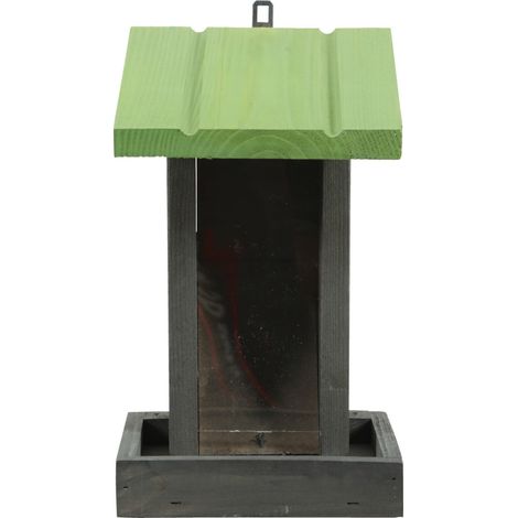 Mangeoire silo à graines, bois vert H 24 cm pour oiseaux - zolux