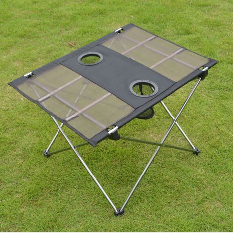 Table pliante d'extérieur, table ultralégère en alliage d'aluminium, table pliante portable et légère pour stands de barbecue (comme illustré sur la photo). (1/4)