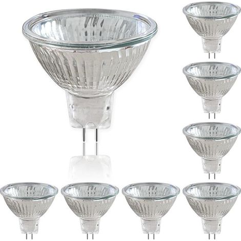 Pack de 8 Ampoules Halogènes à Réflecteur 12V GU5.3 50W, Spot à Intensité Variable, Ampoule Spot Halogène MR16, 660LM, Blanc Chaud 2700K, Faisceau 36°, Culot 2 Broches pour Appairage d\'Ampoules (1/5)