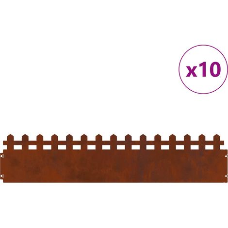 Bordures de pelouse 10 pcs Rouillé 103 x 0,05 x 22 cm (1/5)