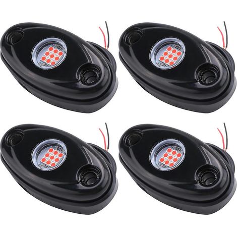 Kit de 4 projecteurs LED étanches pour roches, éclairage néon LED sous châssis, compatible avec Jeep, camion, VTT, Raptor, bateau tout-terrain - RougeJXLGV (1/5)