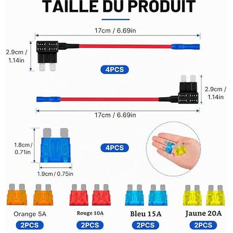 Car Fuse Holders Adapters with Mini Fuses 5A 10A 15A 20A for Auto, Mini Car Fuse, Waterproof Fuse Holder for Add Circuit (1/4)
