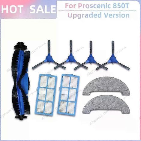 Pièces de rechange compatibles pour aspirateur robot Proscenic 850T : rouleau, couvercle de brosse principale, filtre HEPA, chiffon de nettoyage (lot L) (1/4)