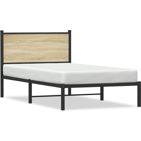 Maison Exclusive - Metallbett ohne Matratze Sonoma-Eiche 100x200 (1/5)