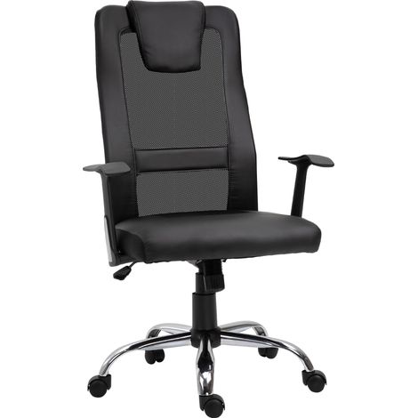 Fauteuil de bureau ergonomique noir avec dossier en filet, réglable en hauteur et fonction bascule, charge max 120 kg (1/5)