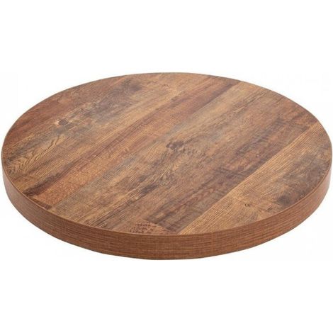 Plateau de table rond (Ø)600 mm, finition effet bois vieilli