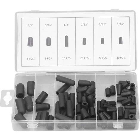Kit D'Assortiment de Bouchons de Chapeau Sous Vide 80 Pièces, Couvercles Sous Vide, Conception en Caoutchouc Anti-fuite, 6 Spécifications Différentes, Noir avec Boîte de