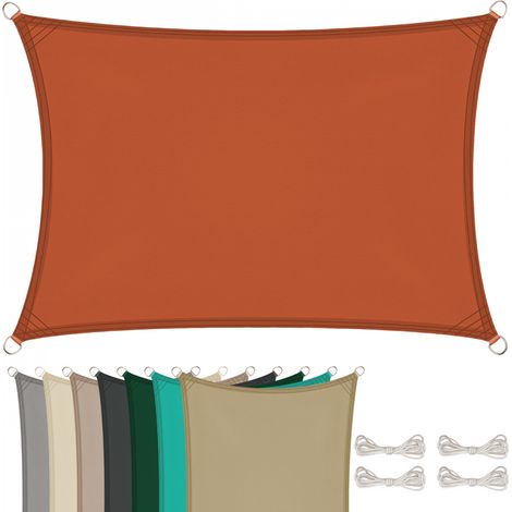 Voile d'ombrage rectangulaire pour terrasse, jardin, toile imperméable et résistant UV - 4 x 5 m - Terracotta - Linxor
