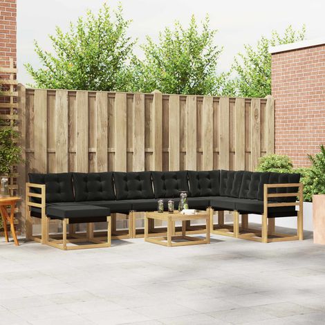 vidaXL Outdoor-Sofagarnitur 9 Stk. Weiß und Schwarz (1/5)
