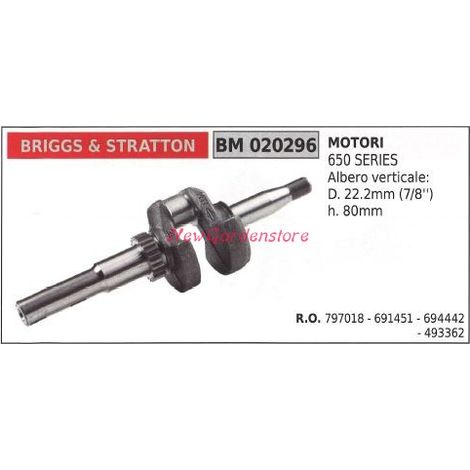 Albero motore BRIGGS&STRATTON motore tagliaerba rasaerba tosaerba 650 020296