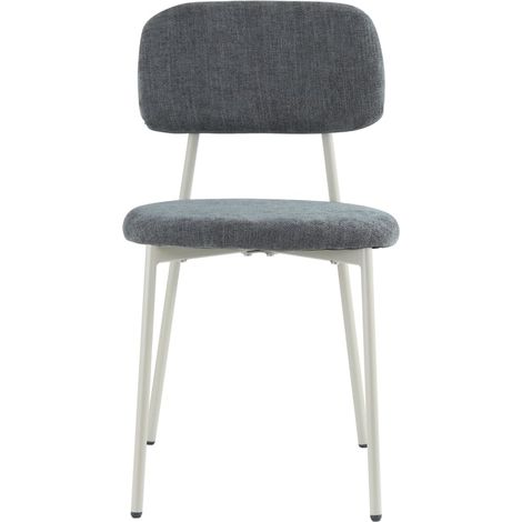 Lot 4 chaises salle à manger tissu anthracite pieds taupe 44x43x80 cm AZRA (1/5)
