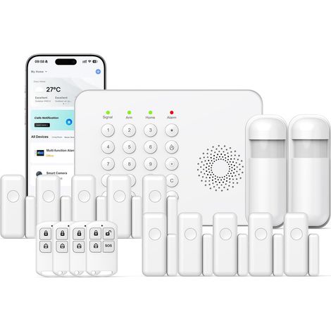 Alarme Maison sans Fil WiFi Kit pcs - Système de sécurité sans Fil la Extensible Facile à configurer Surveillance d'alarme pour Maison la Boutique Appartement (1/5)