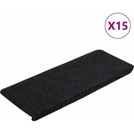 Alfombrilla autoadhesiva de escalera 15 uds negro 65x24,5x3,5cm vidaXL