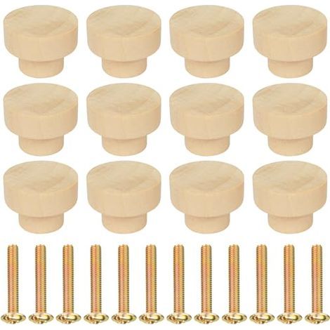 12pcs Poignée Meuble en Bois, Rond Boutons de Meuble, Boutons de Portes pour Placards, 35 mm Poignet de Tiroir, pour Décoration D'intérieur, Placard, Penderie, Tiroir, Armoires de Cuisine (1/5)