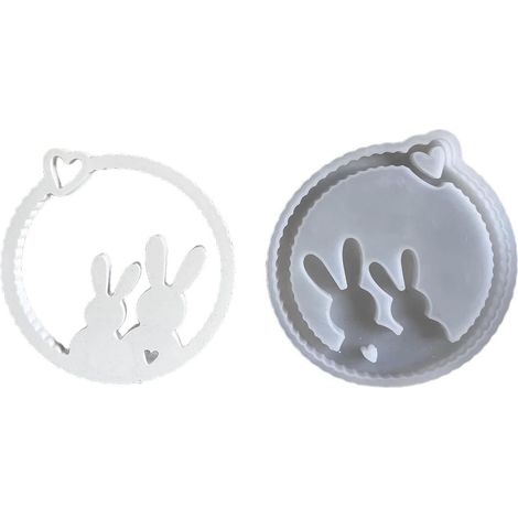 Moule en Silicone pour l ' Artisanat de couronnes de Pâques, Lapins, pendentifs Suspendus, Moule d ' Ornement pour décorations murales de Porte de Maison Faites à la Main, libération Facile (1/5)