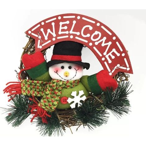 Weihnachtskranz aus Rattan, dreidimensionale Wanddekoration, ideal für den Weihnachtsbaum, ein Fenster, eine Tür, einen Kamin, ein Schlafzimmer oder ein Büro. (1/5)