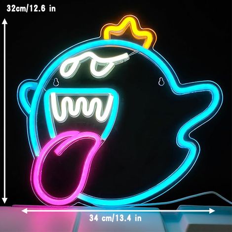 Lumière LED décorative transparente en forme de fantôme lumineux néon smiley (1/5)