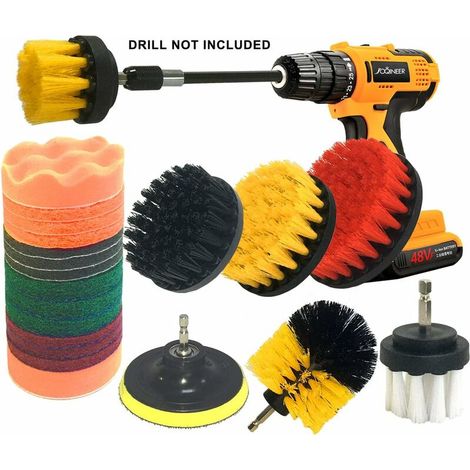 22 Piece Drill Brush Attachment Kit Electric Scrubber Drill Brush Kit Scrub Brush with Long Extension (1/5)