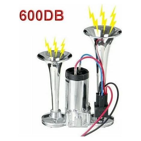 600DB 12V double trompettes électrovanne électrique Super fort voiture électrique klaxon d'air haut-parleur pour véhicule voiture SUV camion camion RV bateau (1/5)