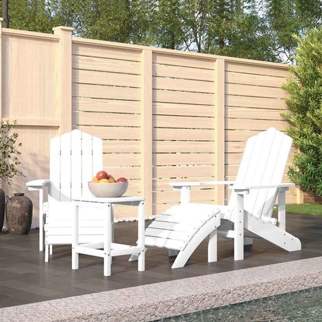 vidaXL Chaises de jardin Adirondack repose-pied table PEHD Blanc (1/5)