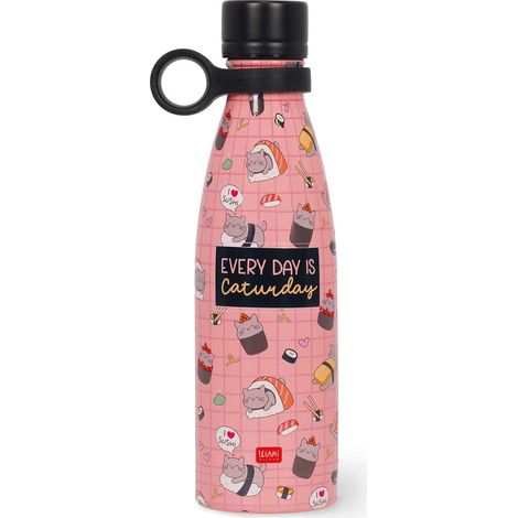Legami - Bottiglia Termica Hot&Cold, Sushi Cat, 500 ml, Chiusura ermetica, 12 Ore Bevande calde 24 Ore fredde, Manico in Silicone rimovibile, in Acciaio inox, senza BPA (1/5)