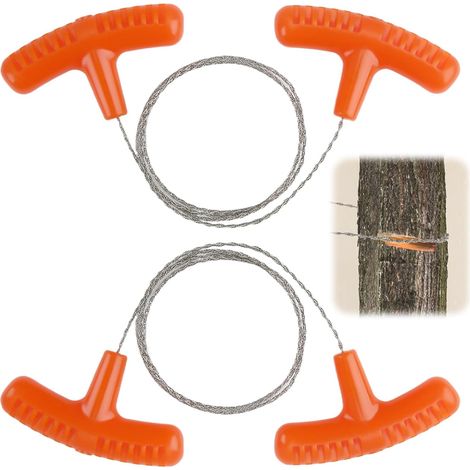 2 Pièces - Scie à Câble - Acier Inoxydable - Coupe Bois Plastique Os - Randonnée Camping Urgence Extérieur - Argent - 65cm (1/5)
