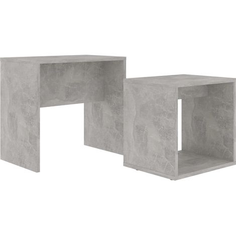 Conjunto de dos mesas de centro 48 x 30 x 45 cm madera contrachapada color gris hormigón DEC031257