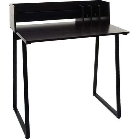 Tavolo porta computer da ufficio 82x51 cm Supporto per libri e documenti incluso struttura in metallo e MDF nero 040006059