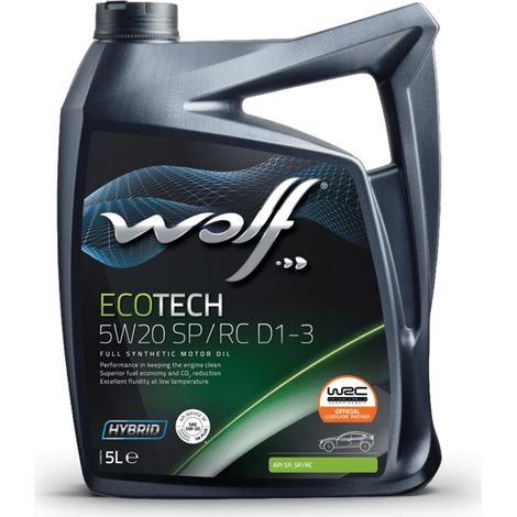 WOLF - Huile moteur ECOTECH 5W20 SP/RC D1-3 - Bidon de 5 litres - 1050526 - Ce produit de marque WOLF est neuf.