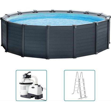 Set Piscina Fuori Terra Graphite Gray Panel 478x124 cm INTEX