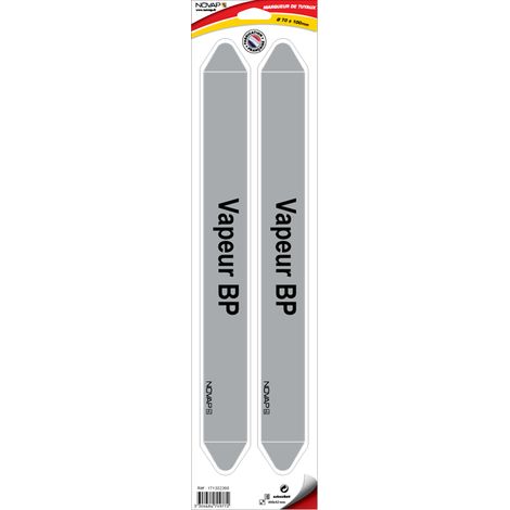 Planche de 2 marqueurs de tuyauterie 450 x 52 mm pour Ø 70 à 100 mm - Vapeur BP - 4709772